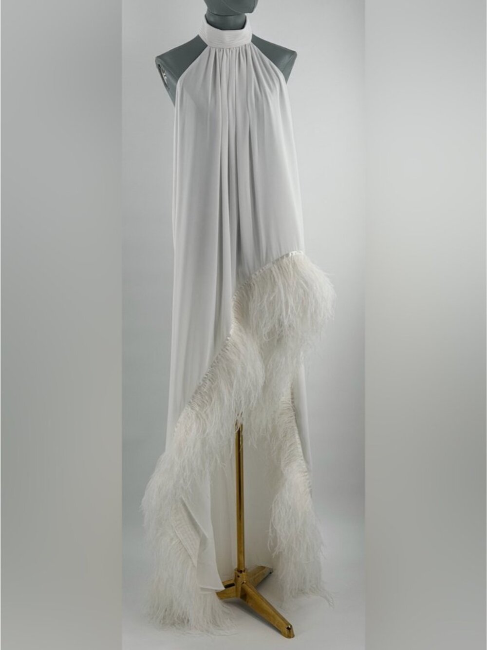 🆕 BRONX & BANCO 🧿 NWOT Madeline Halterneck Feathered Gown, White - Sz XS US 2 - Picture 10 of 13